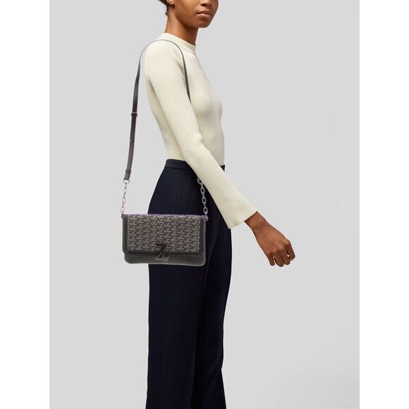 New Zadig & Voltaire Logo Crossbody Bag Leather Black Silver Hardware